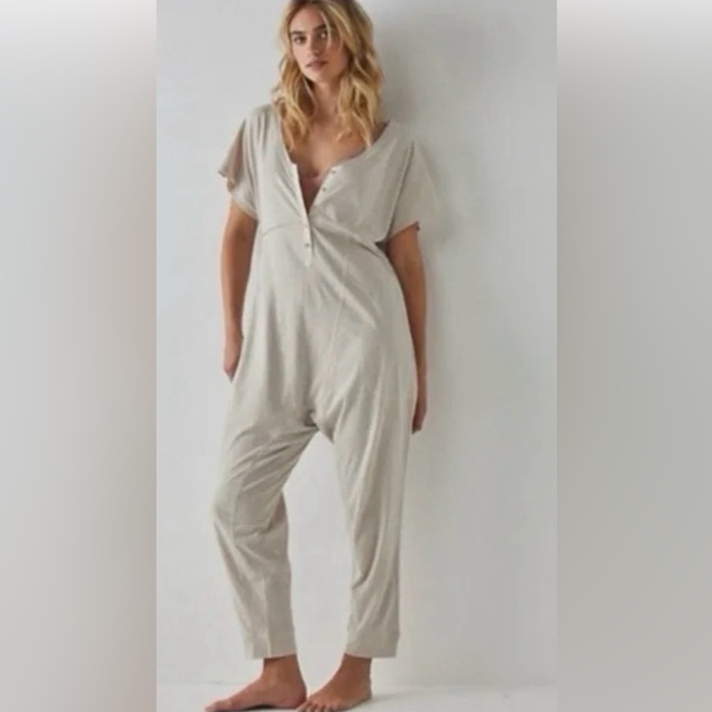 NWOT Free People Pillow Talk Henley Romper Ivory XS